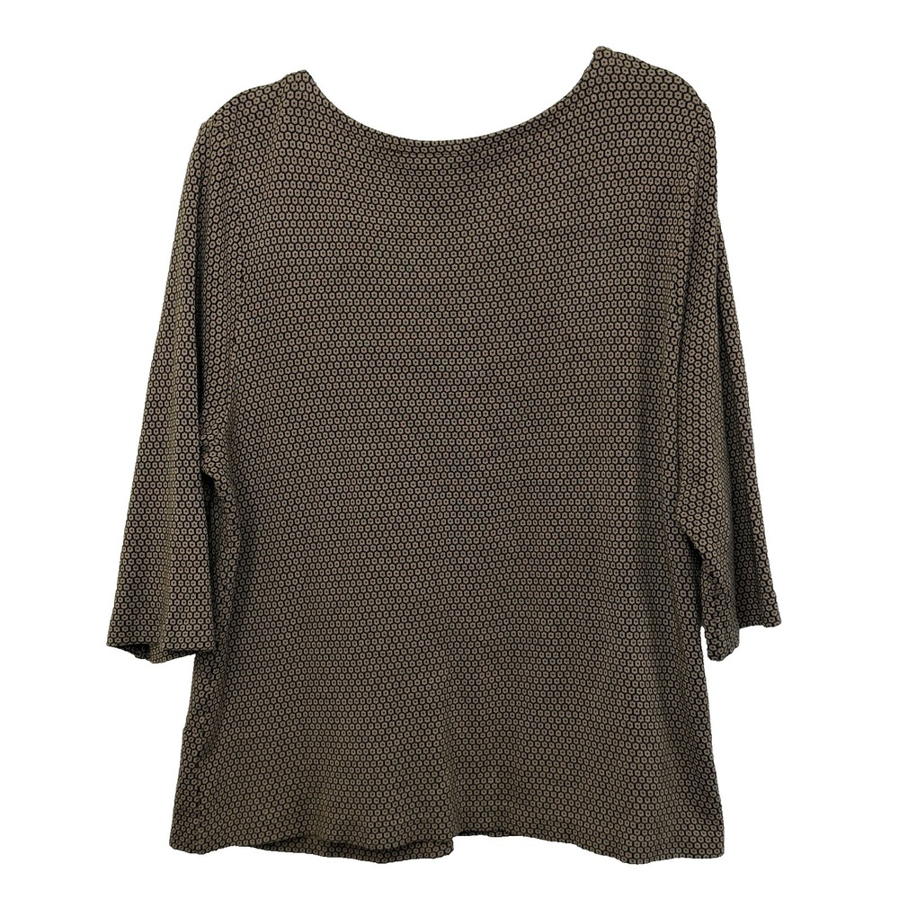 J Jill Tunic XL Camel & Black Geometric 3/4 Sleeve Workwear Capsule Wardrobe - Picture 14 of 15